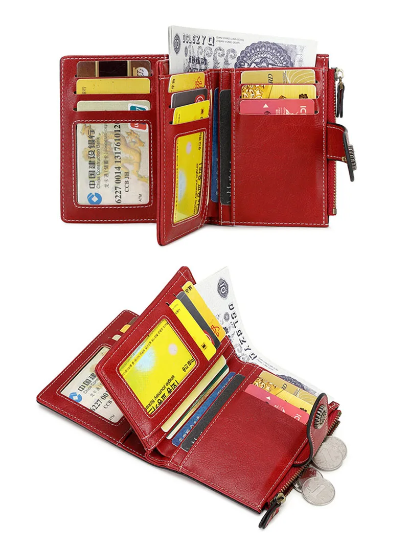 Neue Kurze RFID-Damenbrieftaschen mit Namensgravur, Reißverschluss, Münzfach, Hochwertiger Kartenhalter, Damen-Geldbörse – Detail 6