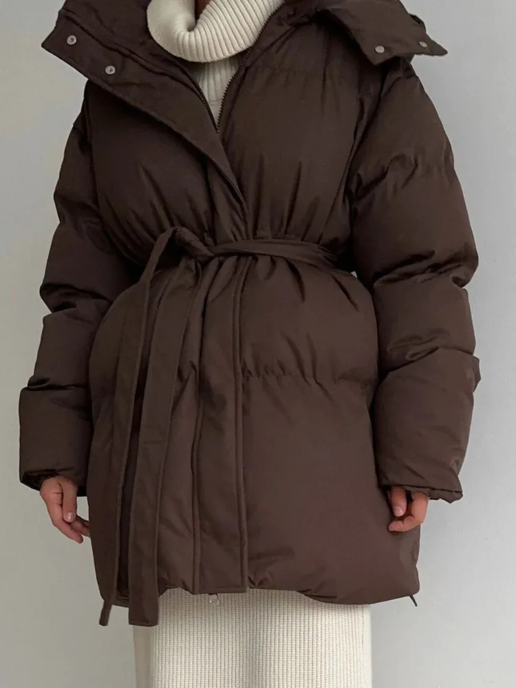 CiCi المرأة تعادل الخصر معطف منتفخ شتاء دافئ البوليستر مقنعين سترة لخريف ملابس خارجية موضة سترة غير رسمية الشارع الشهير #6