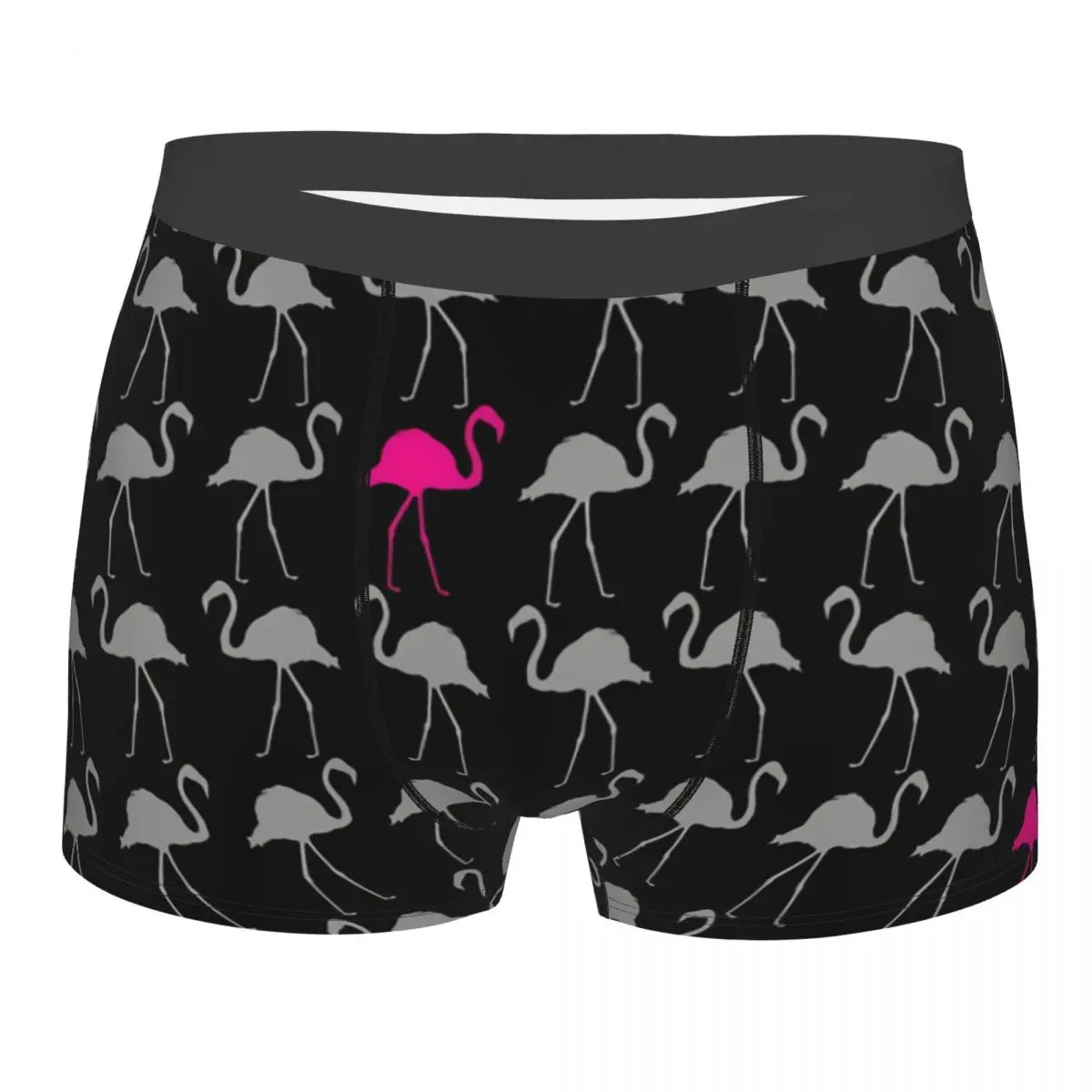 One Pink Flamingo Flock Men Boxer Briefs Breathable Funny Underwear Top Quality Print Shorts Birthday Gifts