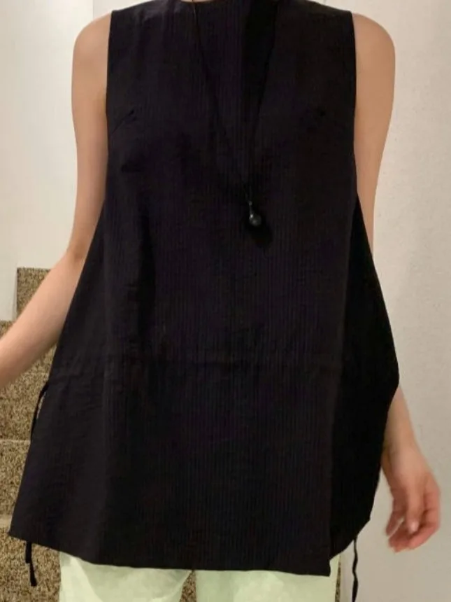 

Lazy Sle Side Dstring Vest irt Women Summer New Simple Elegance Loose Svel Top Other Material 00%