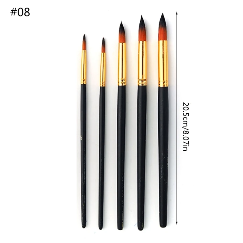 Pennelli 5/6/10/12 pezzi Pennello professionale Pennello a punta tonda Punta in nylon per capelli Pennello acrilico per