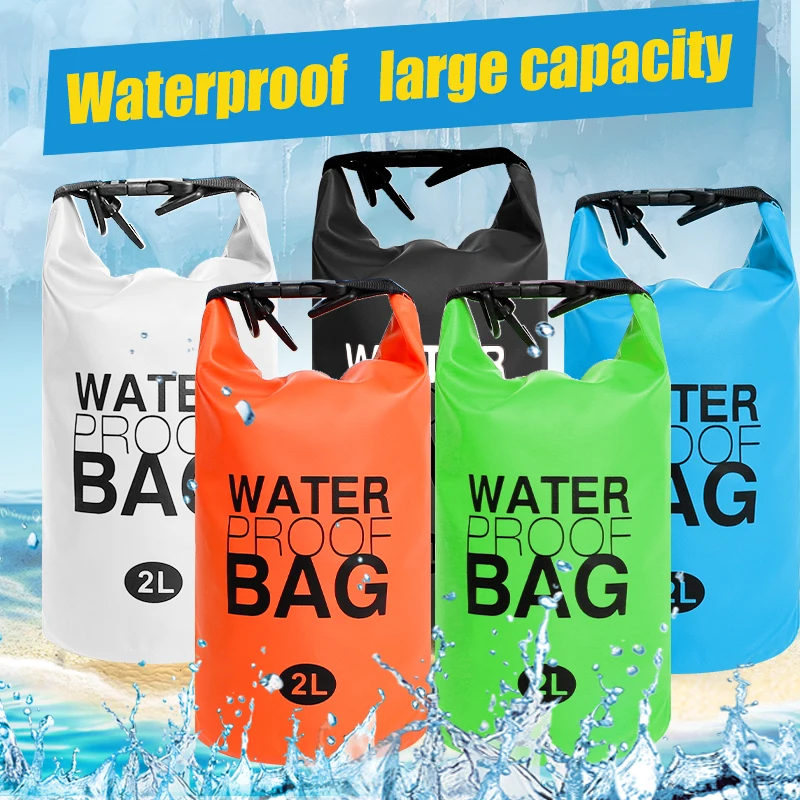 Bolsa de almacenamiento en seco impermeable de 2 litros, mochila de compresión de buceo, kayak, senderismo, senderismo, vela, canoa