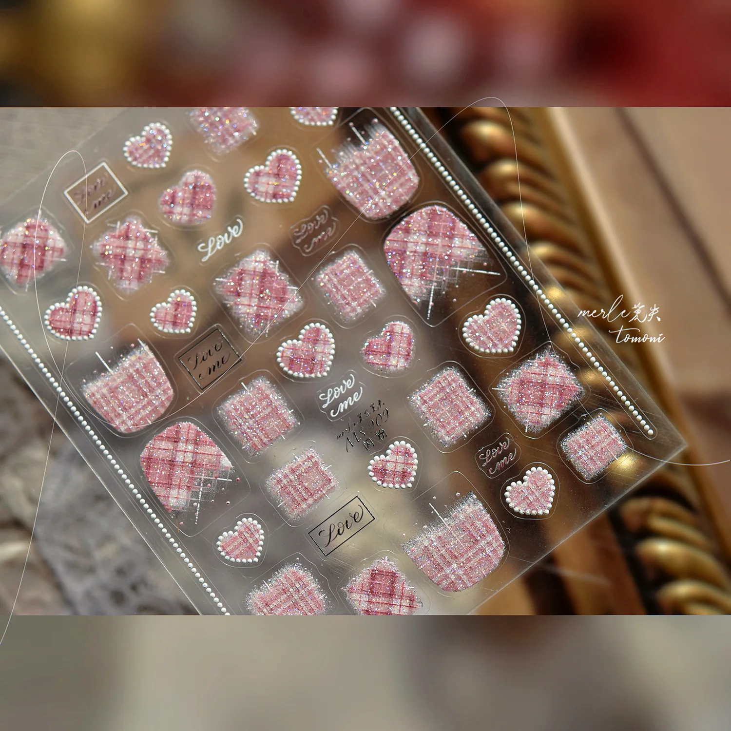 Winter Nägel Aufkleber 3D Glitter Pailletten Woolen Liebe Muster Selbstklebende Nail art Zubehör Aufkleber DIY Weihnachten Nagel Aufkleber