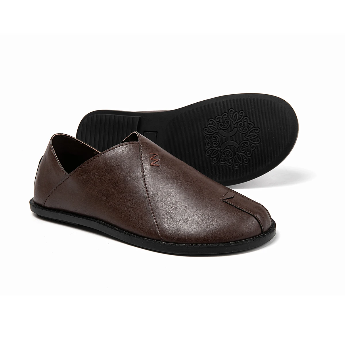 Men's fashion breathable Doudou casual pedal leather shoes new soft and comfortable trend simple driving shoes