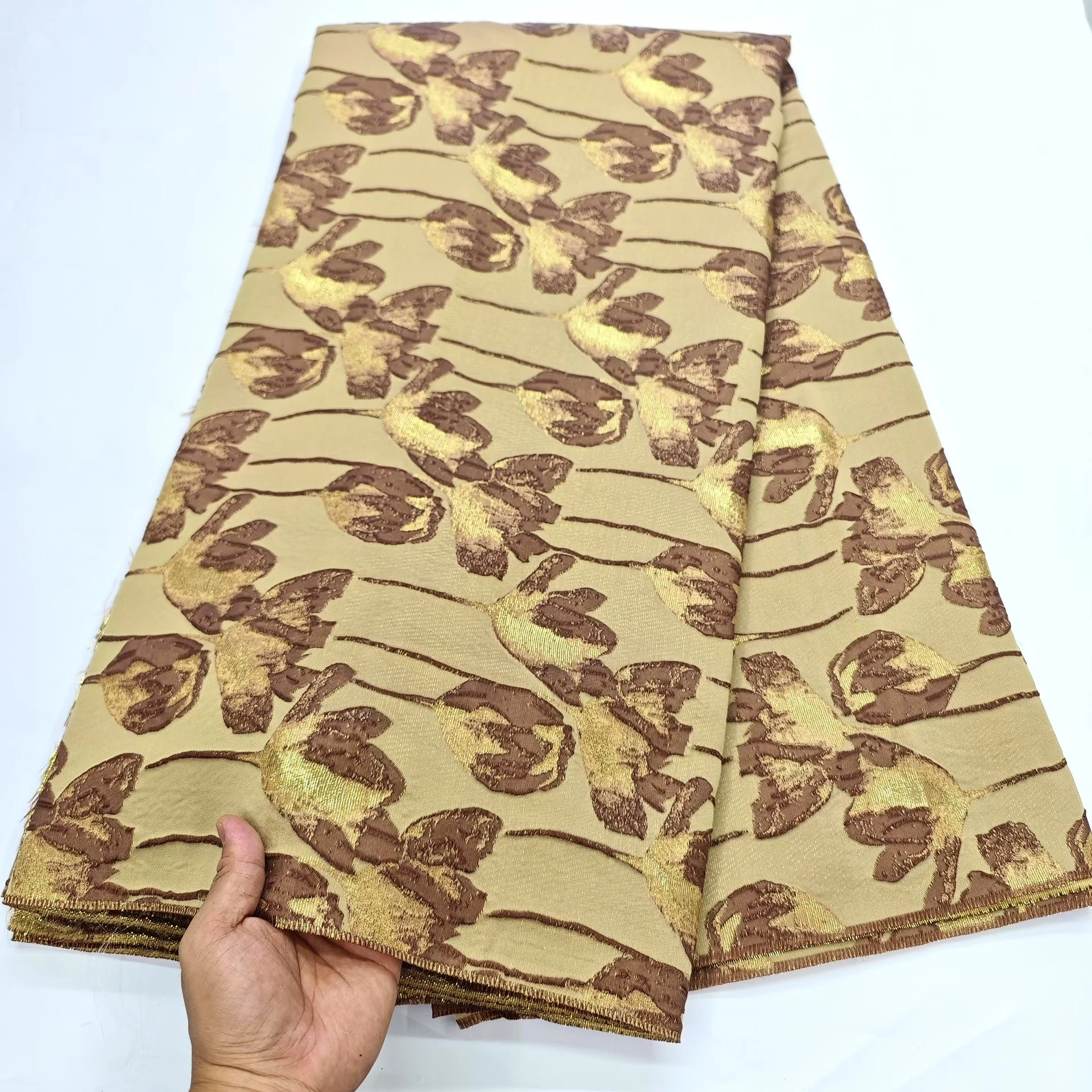 

Новейшая позолоченная жаккардовая парчовая африканская нигерийская кружевная ткань 2025 дамасская французская кружевная ткань для женщин, вечернее платье, шить LHD25168
