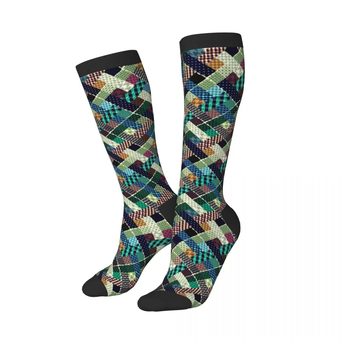 Casual Stockings Plaid Patchwork Style Knee Thigh High Long Socks
