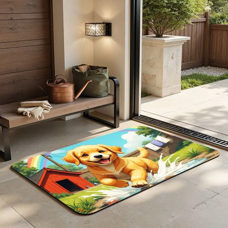 

MatMuse Golden Retriever Puppy Soft Diatomaceous Earth Mat Floor mats Absorbent Bath Living Room Washable Easy Clean Kid Carpet