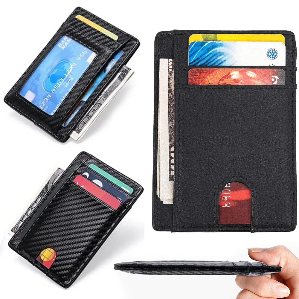 

2024 Rfid Men's Card Wallet Travel Portable Custom Hasp Small Card Wallet PU Leather Black Ultra Thin Mini Wallet Men's Wallet