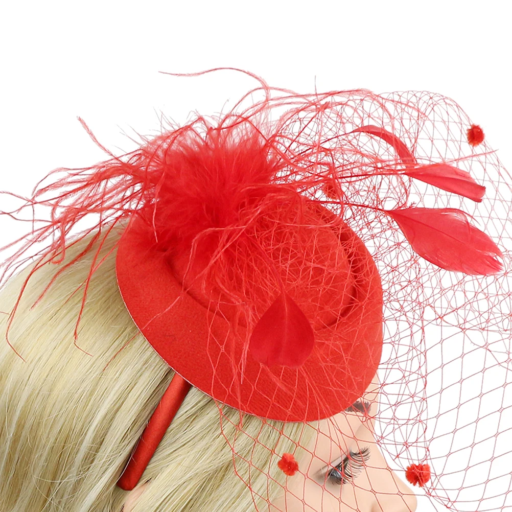 

Elegant Gauze Beret Hair Accessory Bridal Vintage Headdress Red Comfortable Durable Easy Grip Design For Wedding Festival Travel