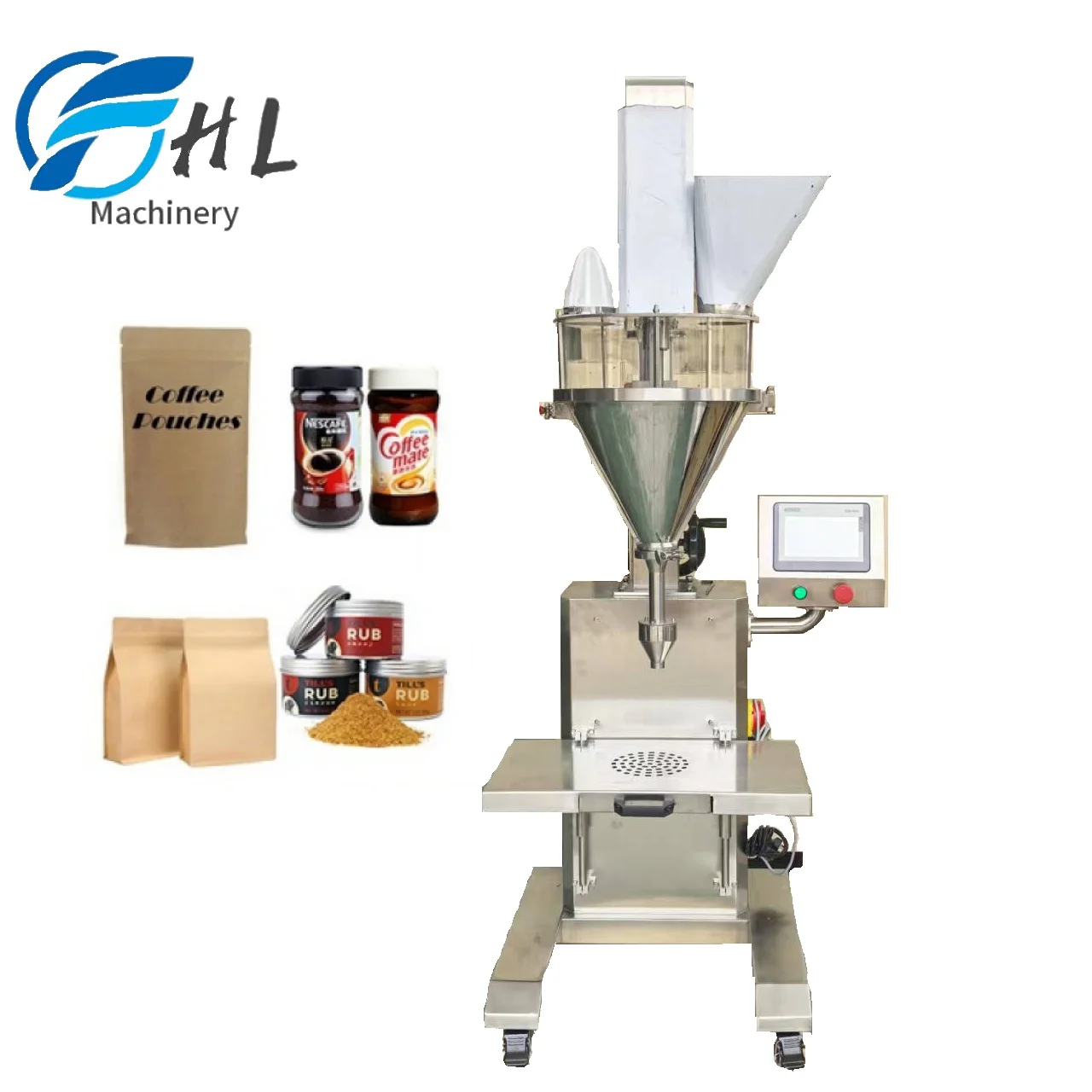 Factory Bottle Cans Bag Spices Milk Coffee Acai Powder Packaging Machine Semi Screw Auger Filler Machine For Powder