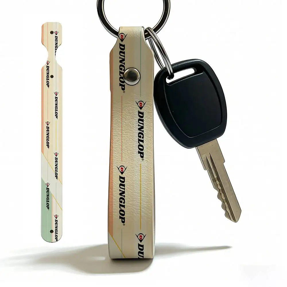 For Dunlop High Quality PU Leather Moto Keychain Vintage Style Key Pendant For Scooter Motocross