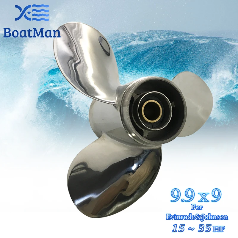 

Boatman Boat Propeller 9.9x9 Match with Evinrude&Johnson Outboard Engines 20 & 25 HP 3 Blades Stainless Steel 14 Spline Tooth RH