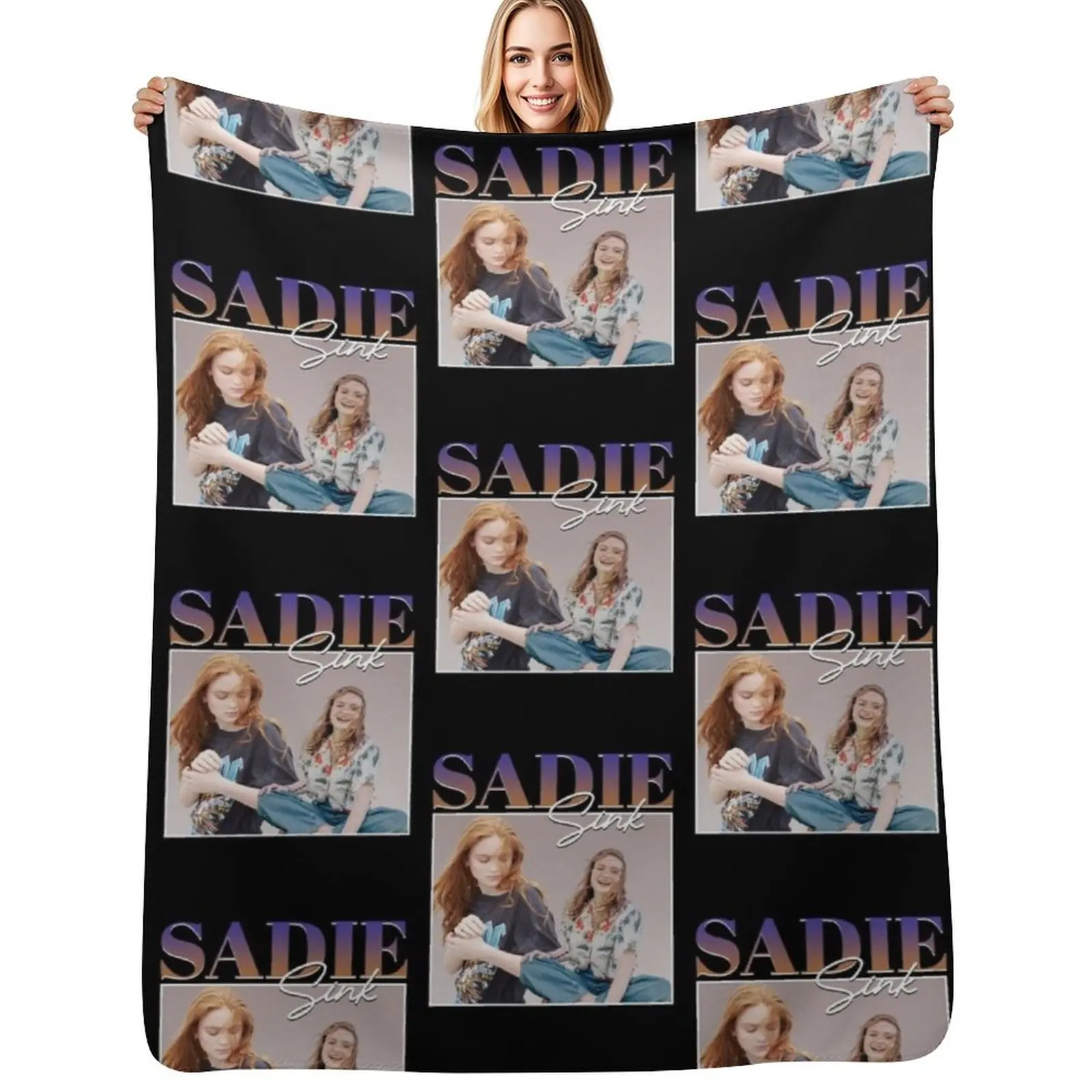 

sadie sink retro Throw Blanket Plush Fuzzy Cozy Blanket for Couch Sofa