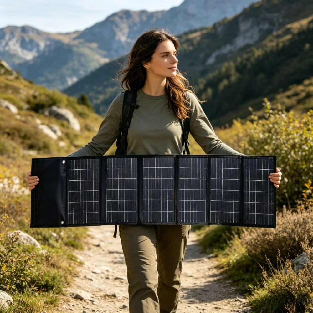 50W 90W Portable Waterproof Solar Charger Foldable ETFE Solar Power Bank Dual USB DC Output Outdoor Emergency Charger For Phone