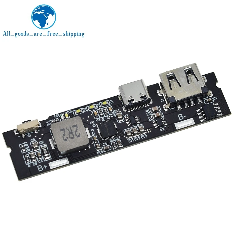 Dual USB 6V 3A /9V 2A 18W Type-C USB SW6106PD Fast Charge Mobile Power Bank Main Board With LED Indicator 18650 Charging Module