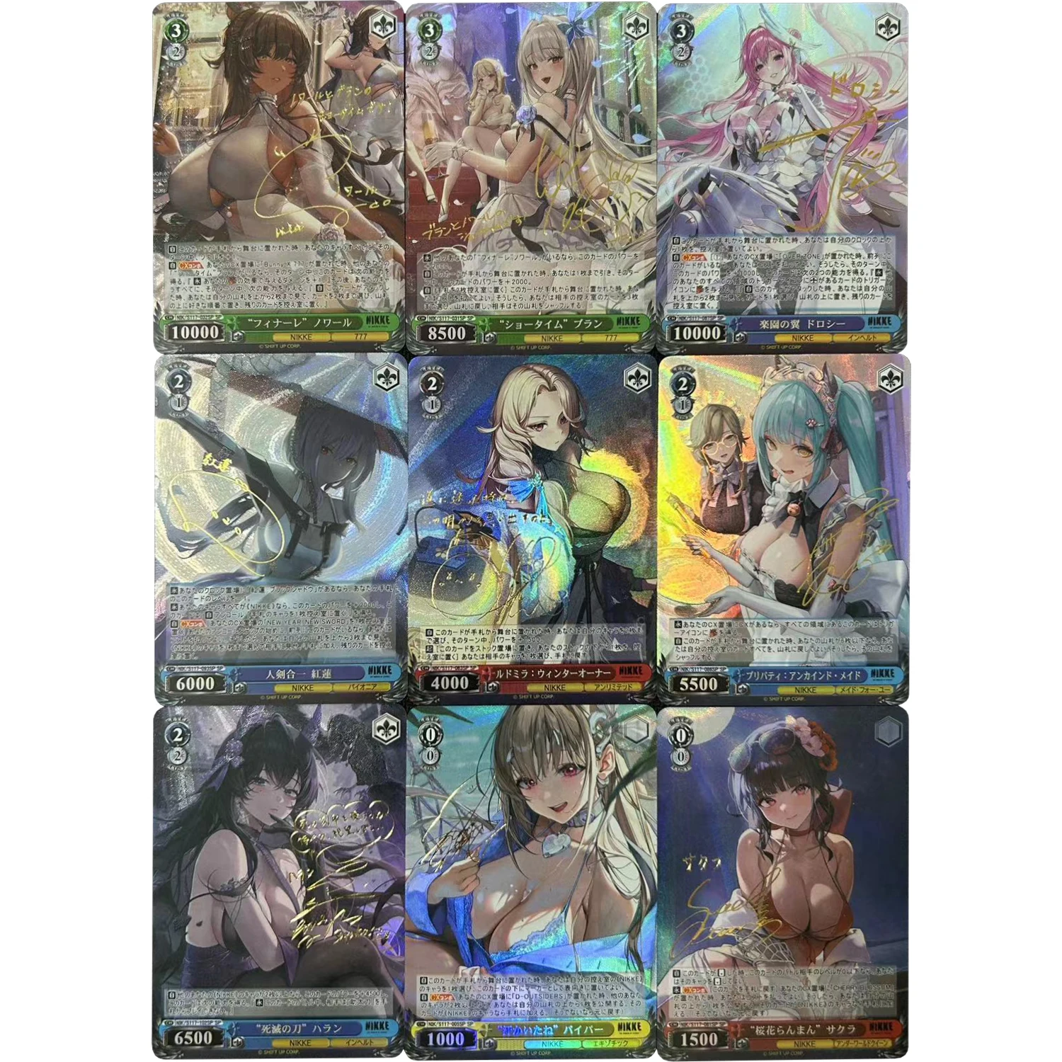 

9 шт./компл. Diy Self Made WS NIKKE аниме девушка ACG подпись преломление цветная флэш-карта классическая игра аниме коллекция карт игрушки