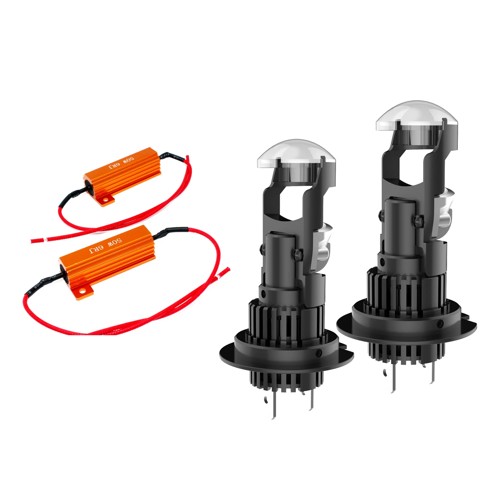 2pc 50W 6ohm LED Load Resistors Comb H7 LED Headlight 130W 13000LM Mini Projector Lens High Beam Fog Light Bulb 6000K Xenon