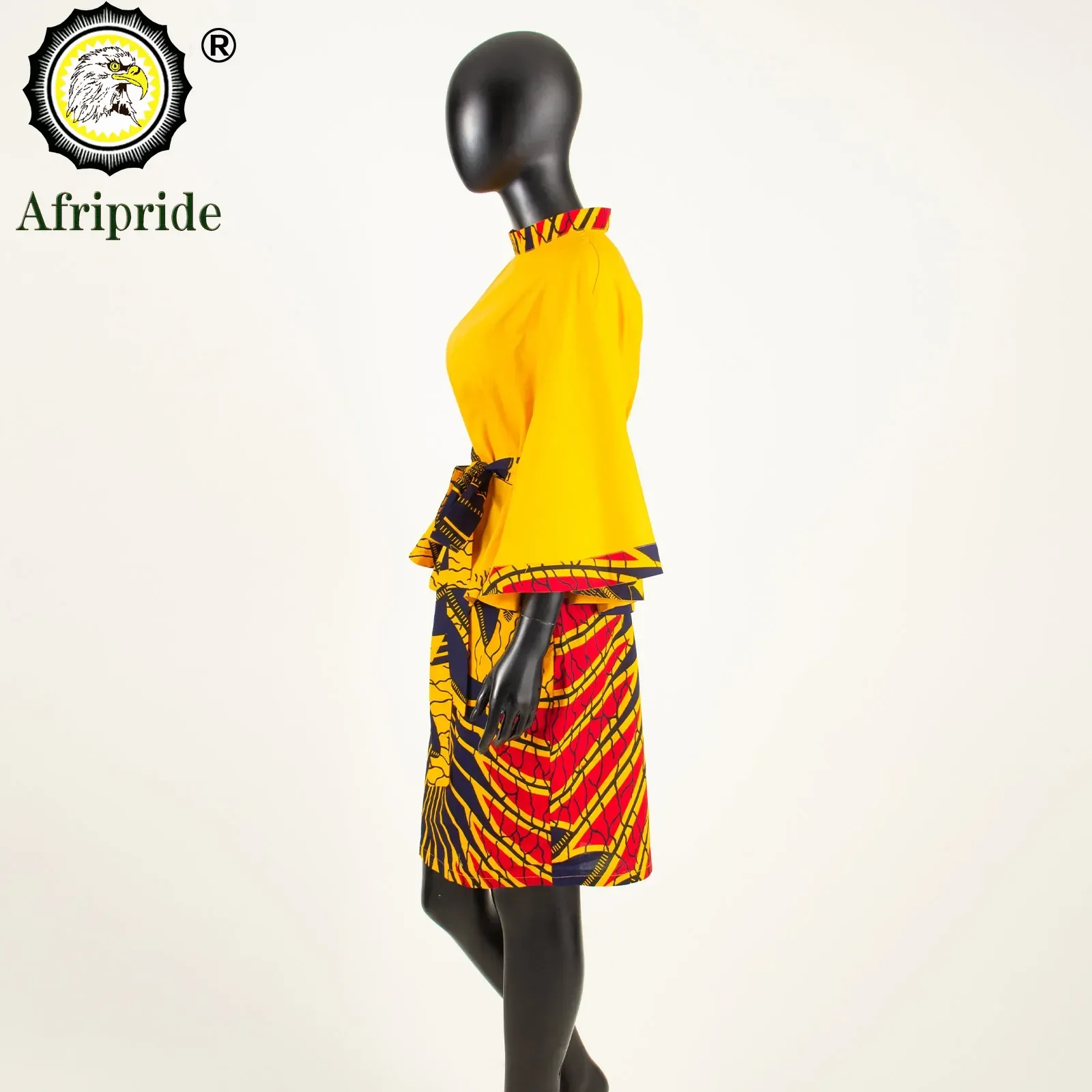 Women`s Casual African Clothing Traditional Set Dashiki Print Shirt and Ankara Skirt 2 Piece Tribal Outfits S2026009