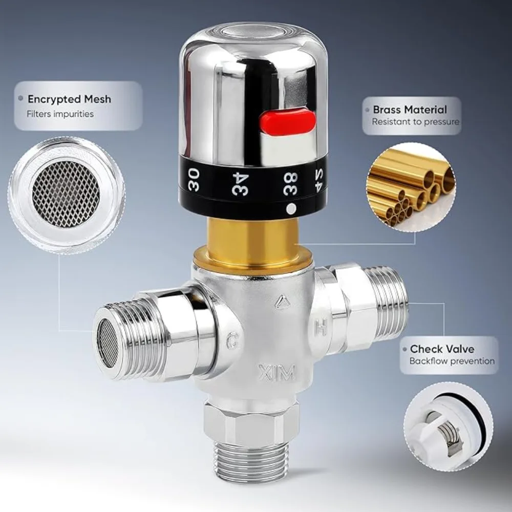 Brass Thermostatic Mixing Valve Standard 1/2 Bathroom Accessories Replacement Cartridge for Mixer Faucet