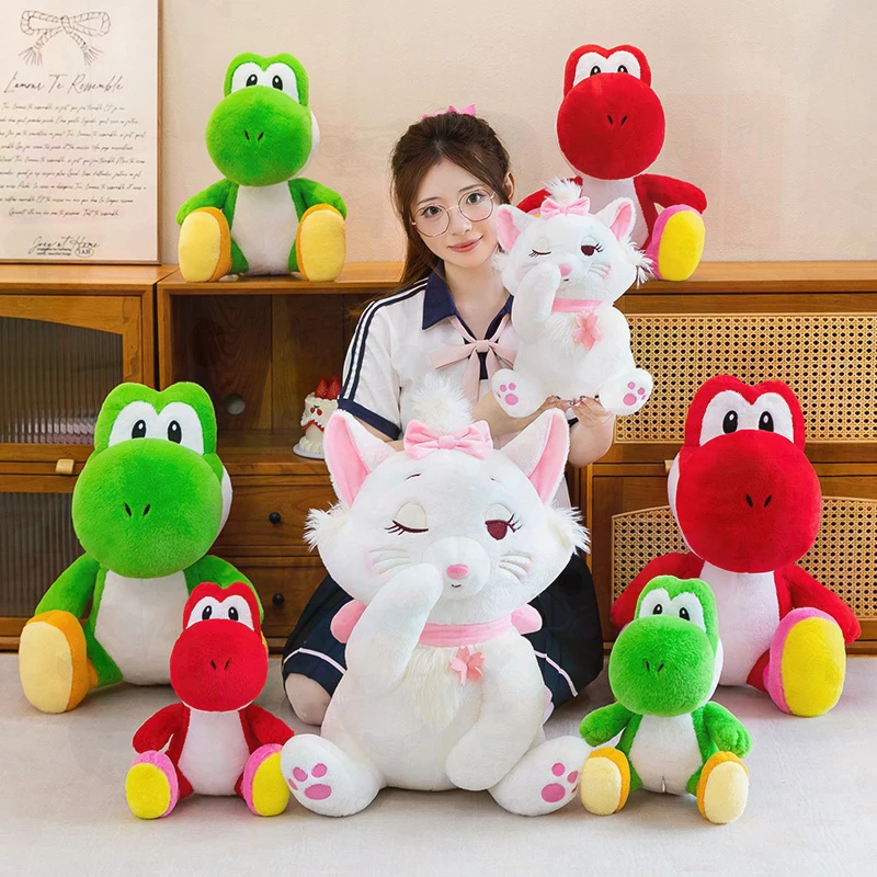 Cute Cherry Blossom Mary Cat Plush Toy Yoshi Dinosaur Cartoon Stuffed Animal for Kids Birthday Christmas Gift 128 characters