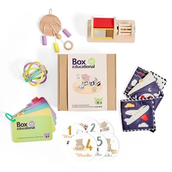 Montessori Baby Toy Set Early Sensory Learning And Educational Toy Wooden Spinning Drum Ringbell Ball Mileage Card Book Gift Set