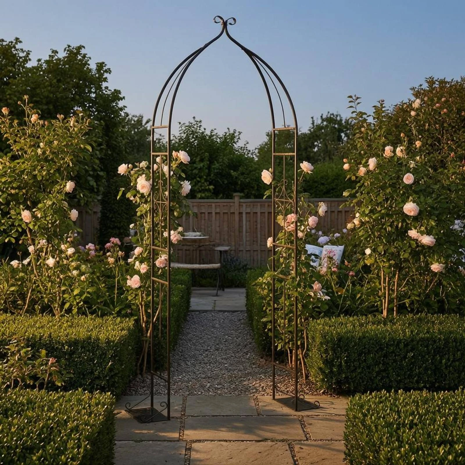 Freestanding Arch Trellis Scroll Accents Metal Garden Arch Iron Wire Trellis Decorative Multi-Purpose