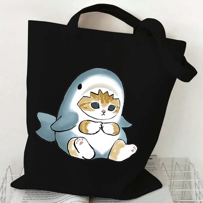 Shoulder Bag Anime Cartoon Cats Canvas Tote Bag Women Cute Kitten Series Shopping Bag Japanese Style Student Funny Cat Handbags