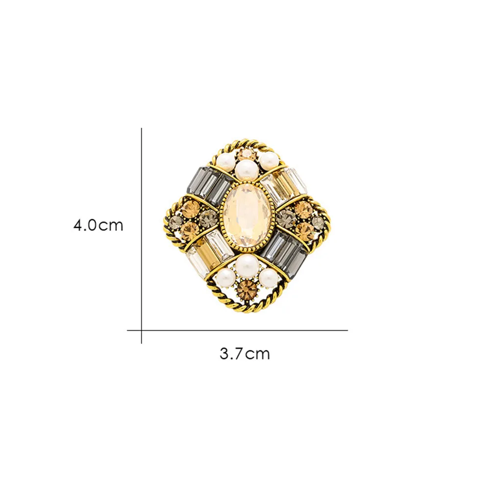 Vintage Baroque Style Rhinestone Pearl Brooches for Women Men Color Crystal Lapel Pins Clothing Accessories Jewelry