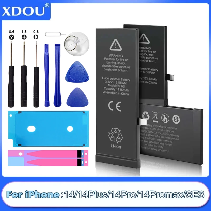 XDOU Zero-cycle High-quality Battery For  iPhone 14 14Plus 14Pro 14ProMax SE2022 Mobile Phone With Free Tools Sticker