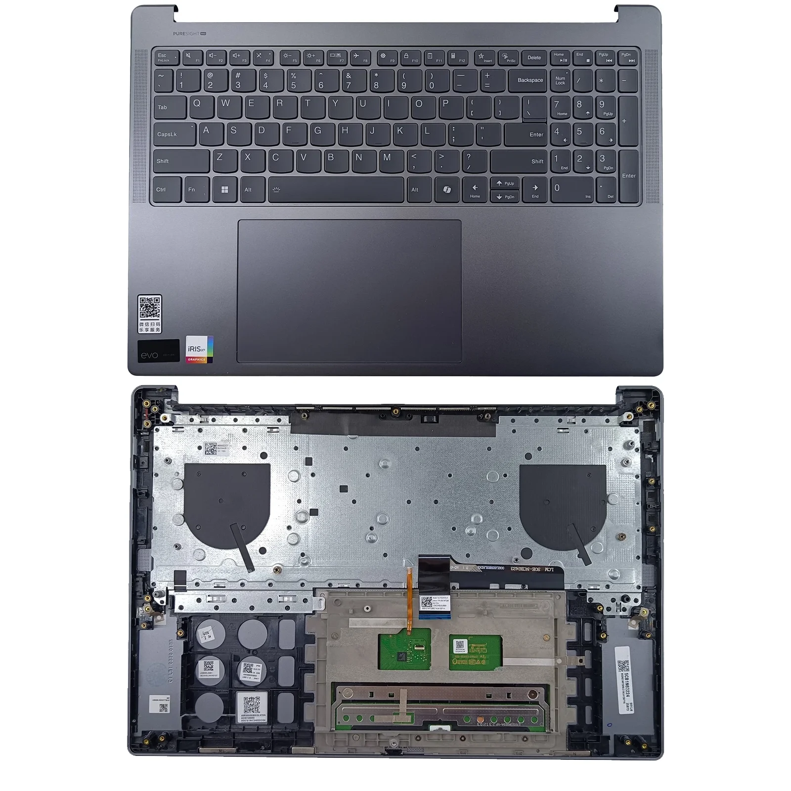 

5CB1N62224 For Lenovo Yoga Pro 9 16IMH9 16" Laptop Top Case Upper Palmrest Case w/ Keyboard Touchpad Gray 5CB1N62249