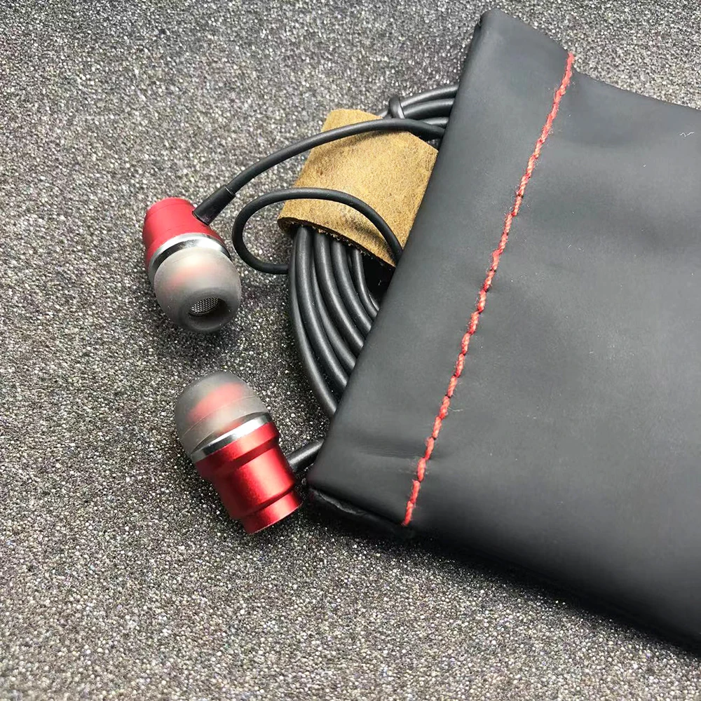 Earphone bag PU leather headphone carrying case Headphones storage pouch Mini-protection cable headset earbud Coin small bag