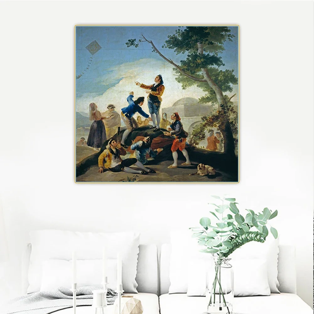 سيتون فرانسيسكو غويا 《الطائرة الورقية》 لوحة زيتية فنية قماشية عمل فني عالمي مشهور ملصق صورة جدار خلفية ديكور ديكور المنزل #2