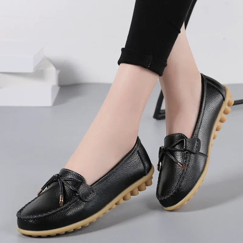 2024 Woman Flats Shoes Ballet Flat Sneakers Genuine Leather Spring  Soft Moccasins Ladies Boat Ballerina Espadrilles Creepers