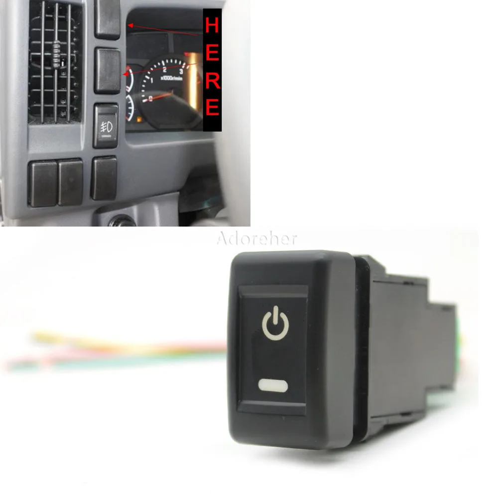 Car Modified Key LED Light Power Supply On Off Switch Button With Connector Wire Fit For Isuzu KV100 700P Accessories