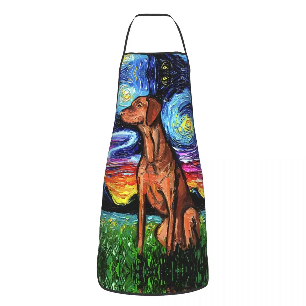 Unisex Vizsla Starry Night Bib Apron Adult Women Men Chef Tablier Cuisine for Cooking Kitchen Pet Dog Lover Gardening