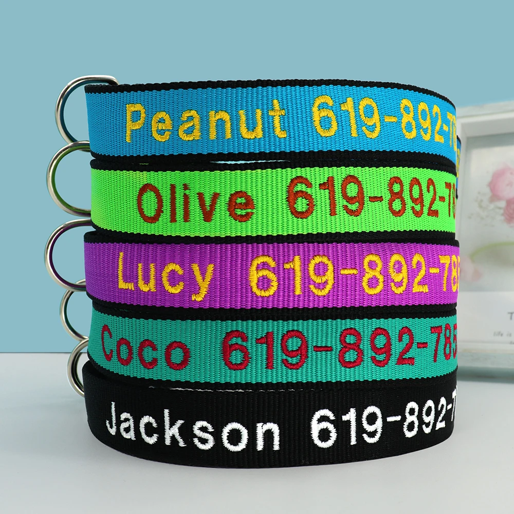 Personalized Embroidered Dog Collar Perro Nylon Custom Pet Puppy Kitten ID Name Accessories Collars For Small Medium Large Dogs