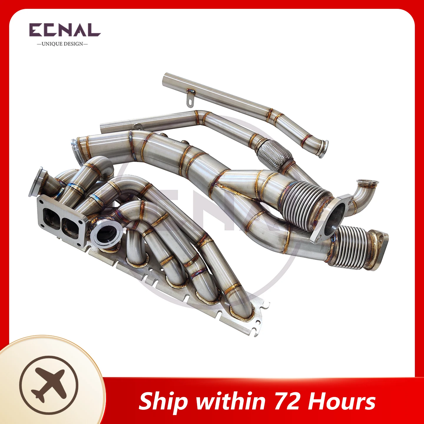 Ecnal Exhaust Single-turbo Manifold Kit for BMW X3M F97 X4M F98 S58 3.0T Plug&Play High Performance SS304 Exhaust Pipe System