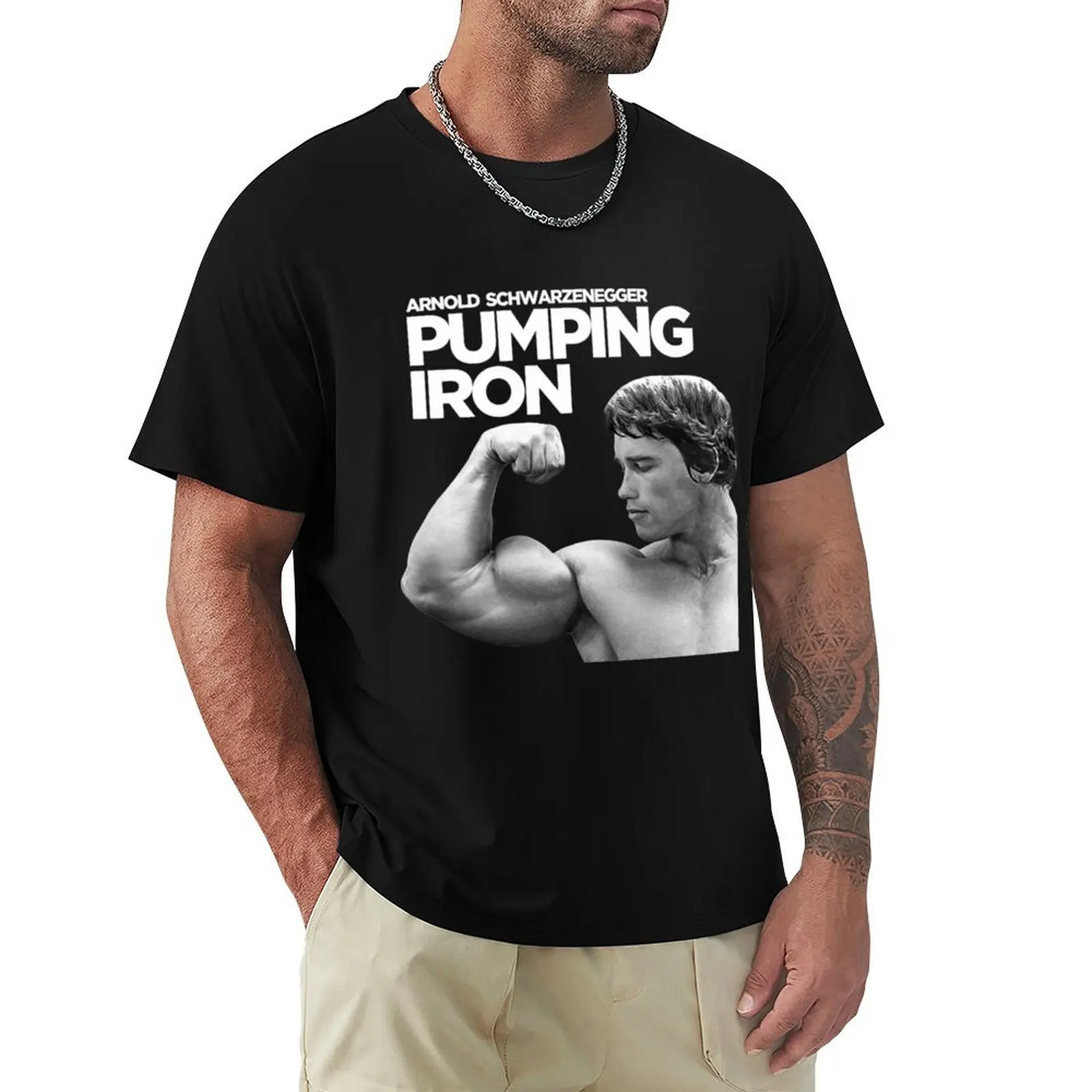 Arnold man Schwarzenegger body building pumping iron poster classic T-Shirt Work Duty Casual T-Shirt
