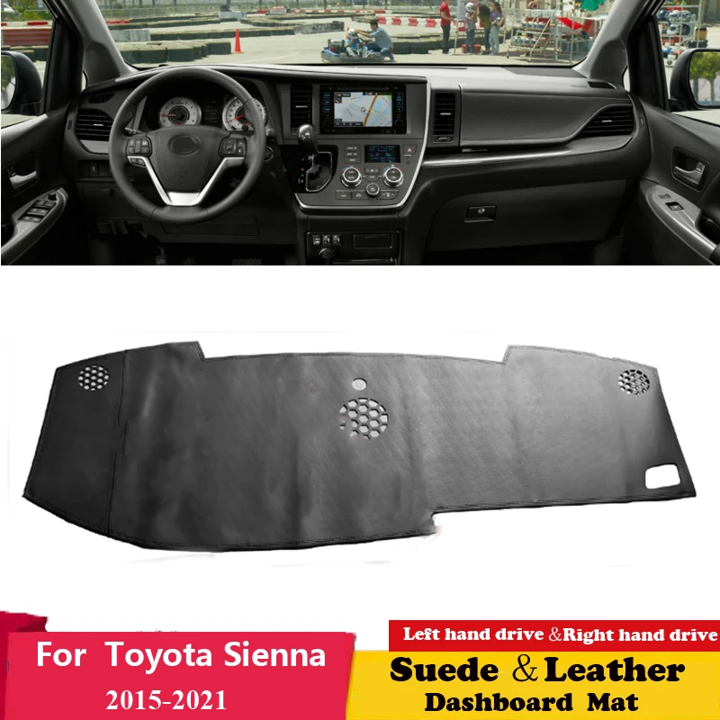 For Toyota Sienna 2015 2016 2017 2018 2019-2021 Car-styling Suede Leather Dashmat Dashboard Cover Pad Dash Mat Auto Accessories