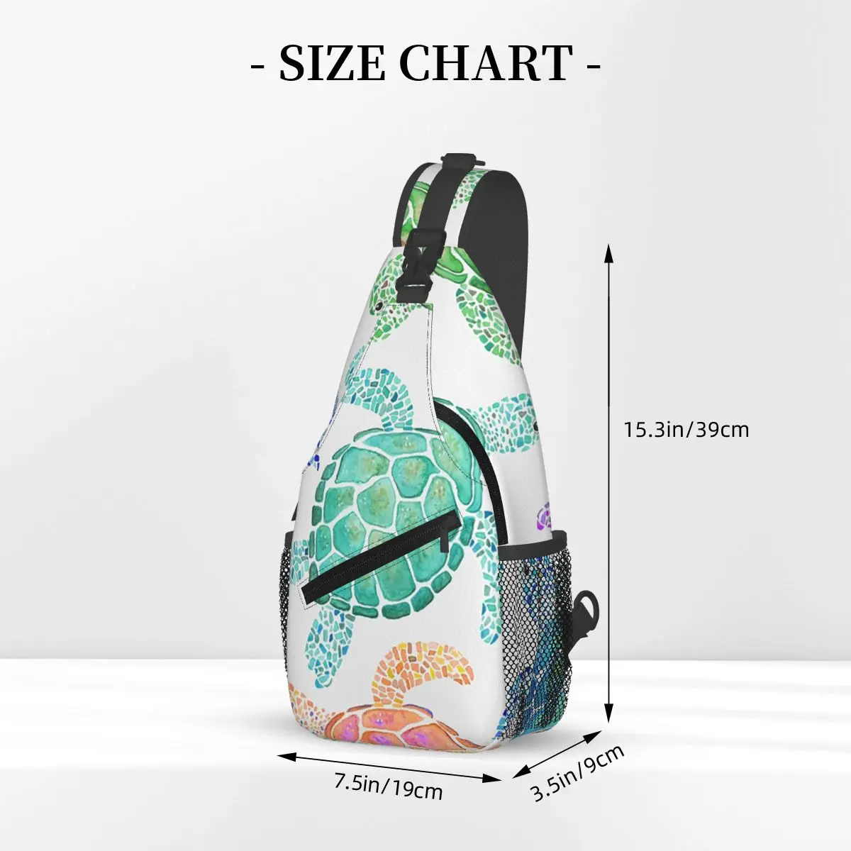 Sea Turtle Pattern Colour Chest Bag Men Sling Crossbody Backpack Chest Bag Travel Hiking Daypack Shoulder Bag