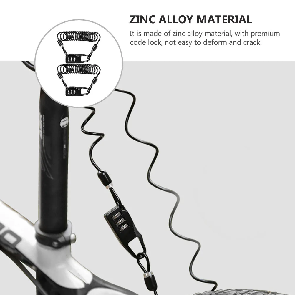 

2Pcs 3-Digital Combination Bike Lock Zinc Alloy Material Strong Durable Easy Install Theft Protection Bike Lock