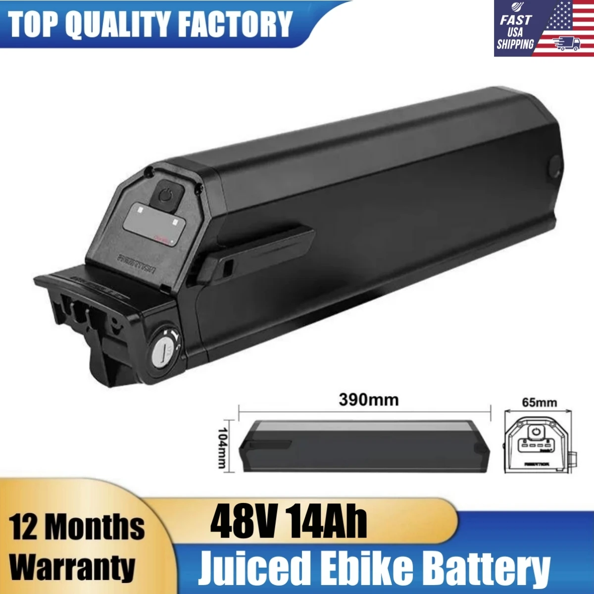 

Eahora AM100 AM200 Replacement Electric Bike Frame Battery Dorado 48V 12.8Ah 14Ah Aventon Pace 500 M2S Ebike Lithium Battery