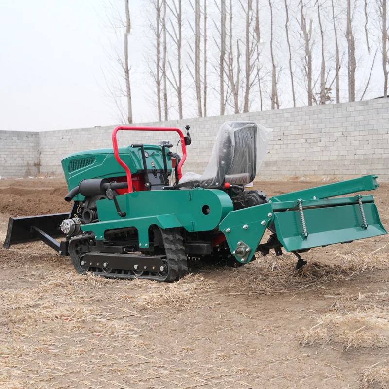 Free Shipping Euro 5 CE EPA Diesel Rotary Power Tiller Multifunctional Rice Field Farm Rotary Tiller 35 HP Crawler Rotary Tiller
