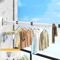 Wall Mounted Drying Rack Folding Clothes Hanger White Aluminum Alloy Retractable Clothes dryer Space Saver Clothesline Rack