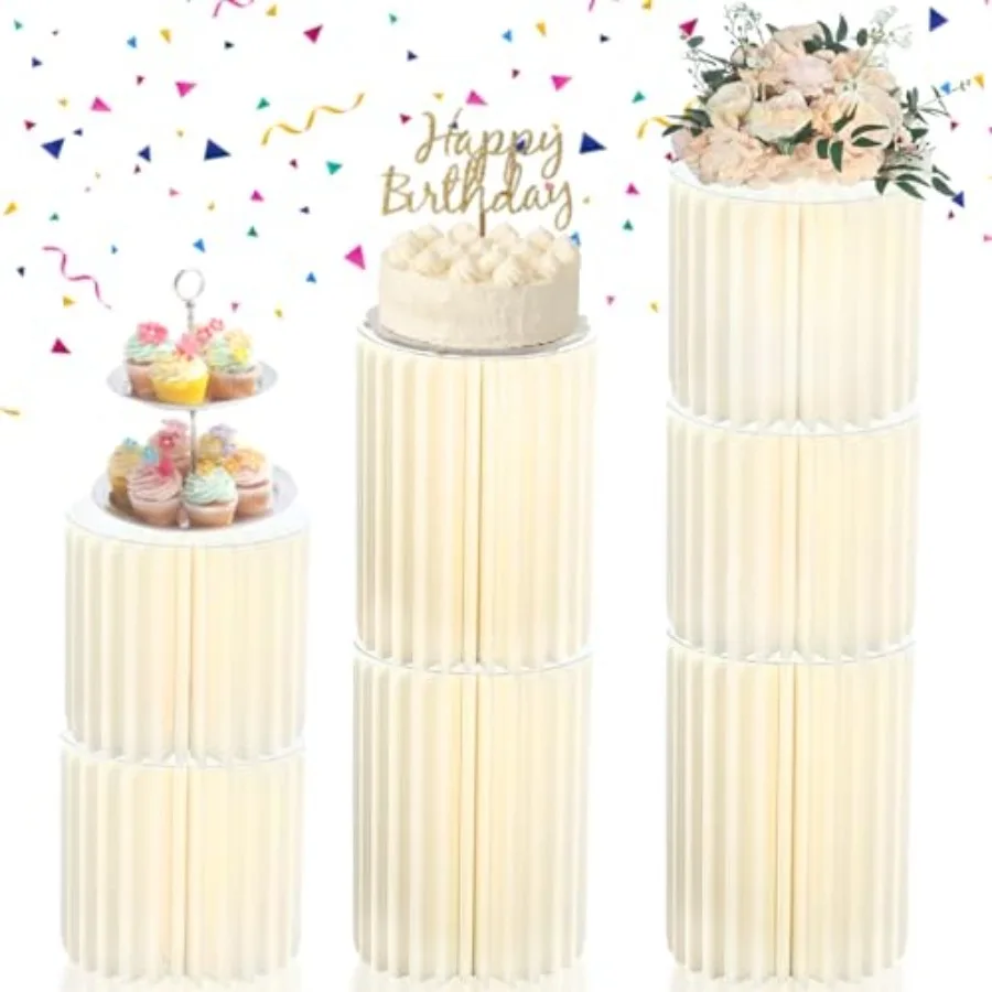 

Многоуровневые подставки для тортов с регулируемой высотой, прочные картонные колонны с акриловыми пластинами, многоразовые, для вечеринок