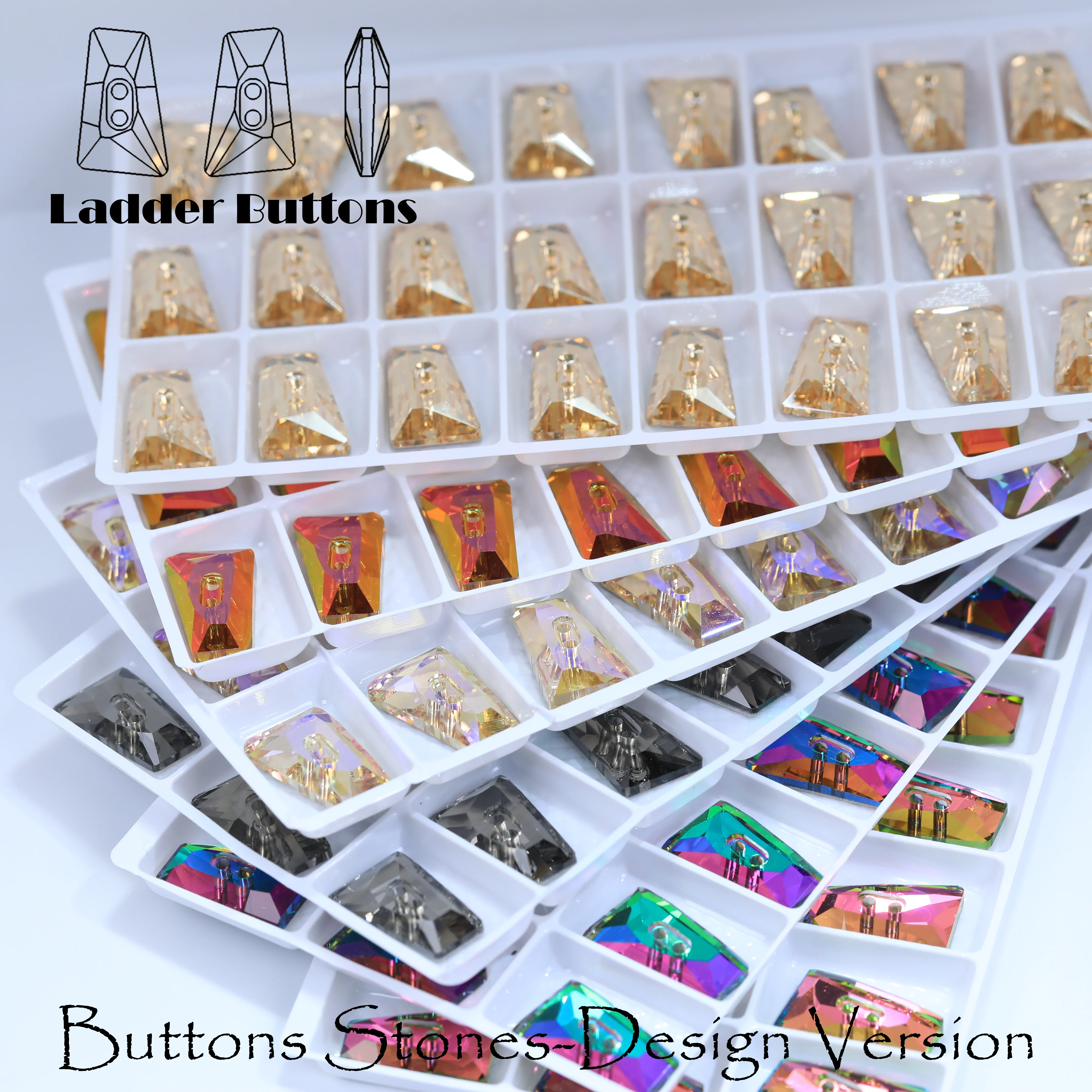 Leiterknöpfe, flache Rückseite, zum Aufnähen, Premium-Glas-Kristall, Normore-Farbe, Strasssteine für DIY-Bastelarbeiten, Schmuck, Kleidung, Kleider, Schuhe, Taschen – Detail 1