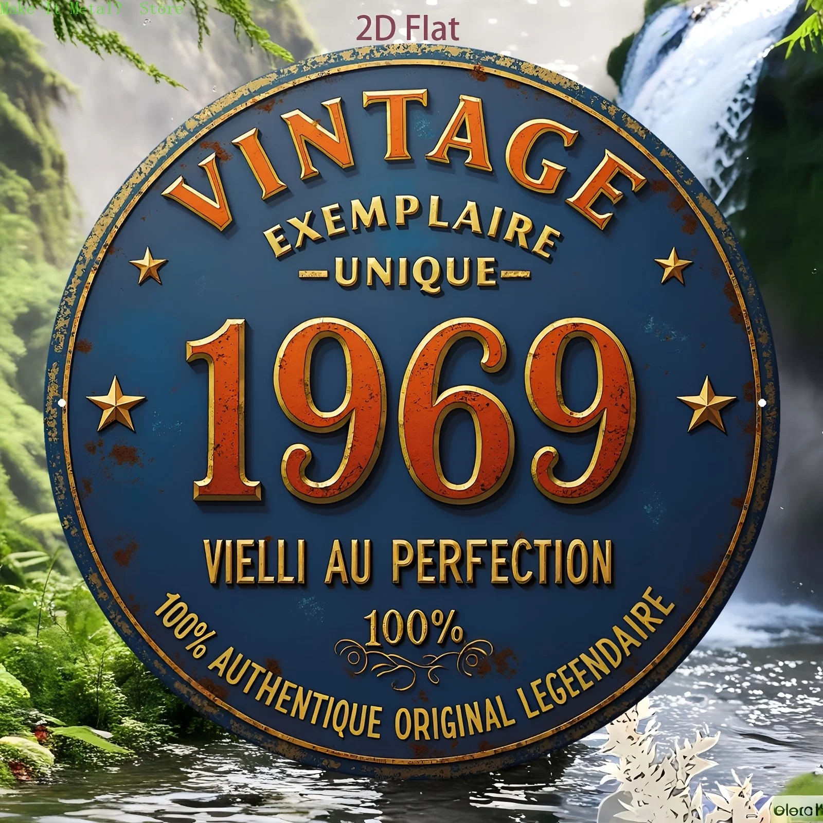 Vintage 1968 Limited Edition Aged to Perfection Round Metal Sign