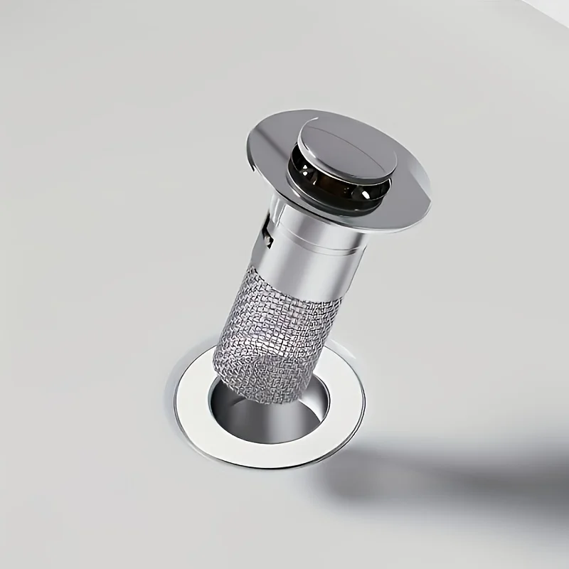 1pc Washbasin Leak Plug, Stainless Steel Odor Proof Bouncing Core, Press Type Sink Drain, Universal Accessory for Washbasin