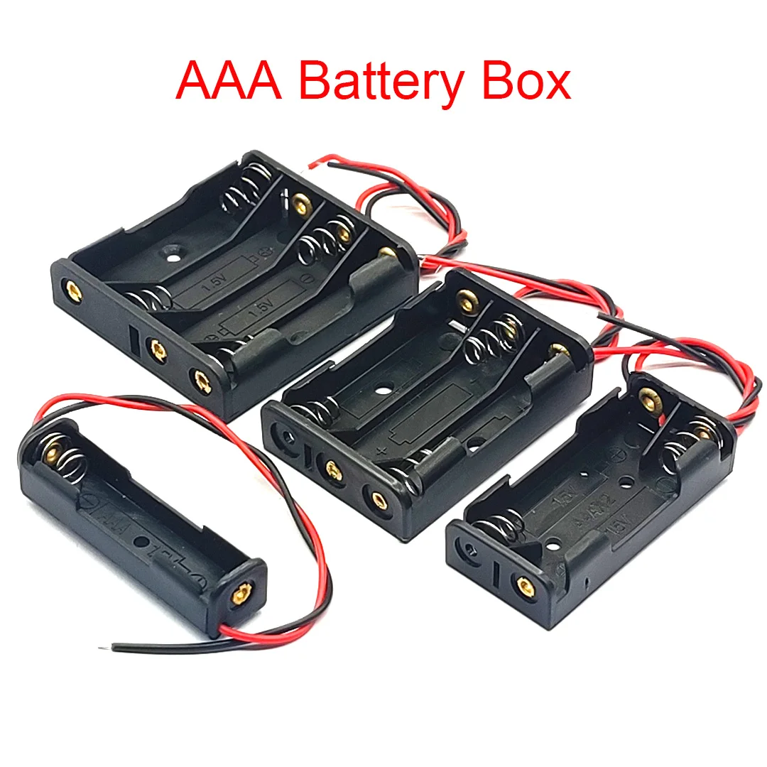 AAA Battery Case 1/2/3/4 Slot Battery Box Battery Holder With Leads With 1 2 3 4 Slots AAA Storage Box