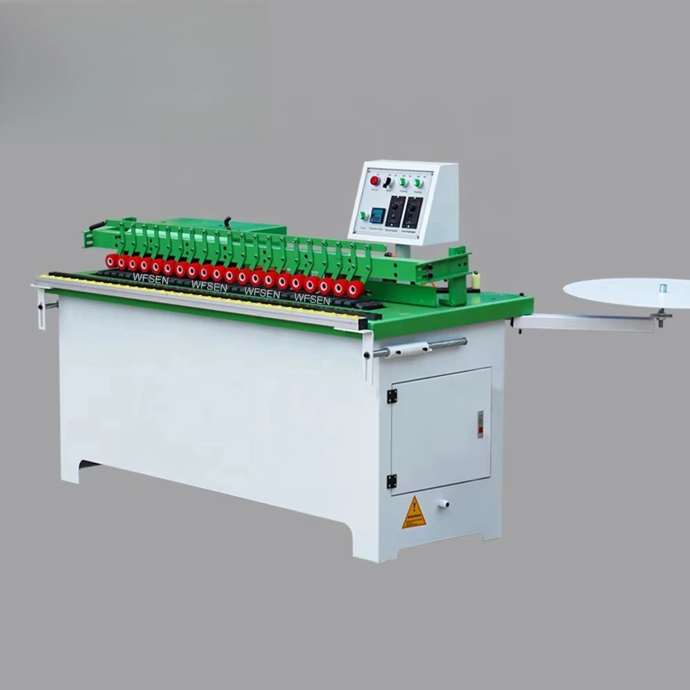 Small Straight Manual Edge Banding Machine Wood Panel Gluing Trimming Dust Extraction CE High Precision